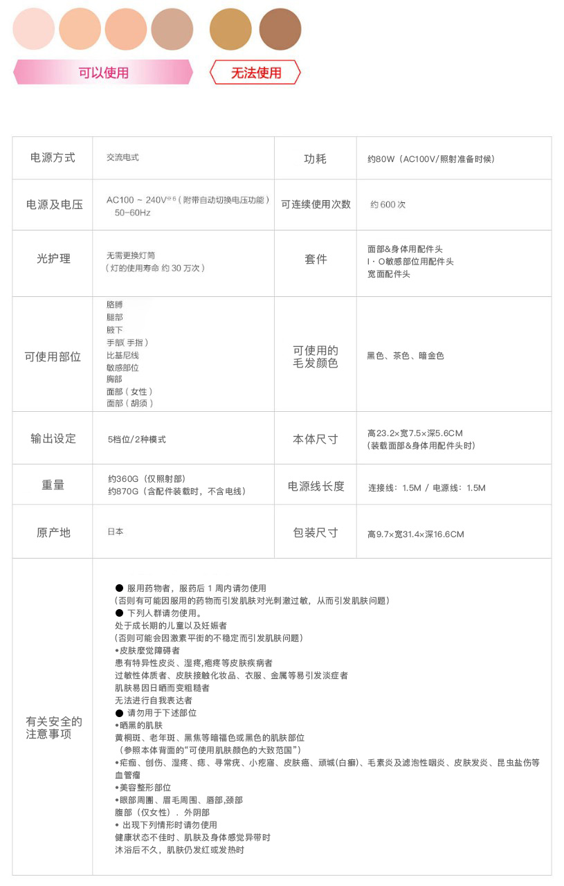 可使用膚色的大致范圍