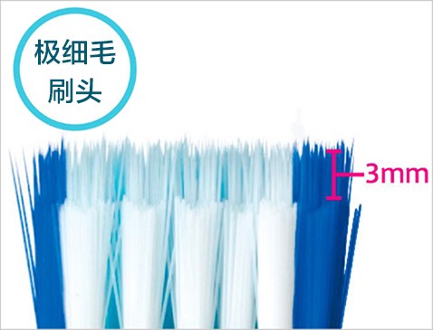 每根刷毛前端直徑0.02mm的“密集極細刷頭”可伸入牙周袋