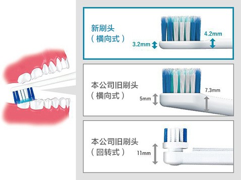 實現理想的振動約“細微振幅1mm”。徹底刷凈牙周袋里的污垢
